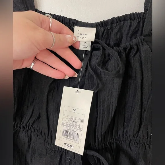 NWT a new day Black Textured Tied Tank Top - Picture 3 of 5